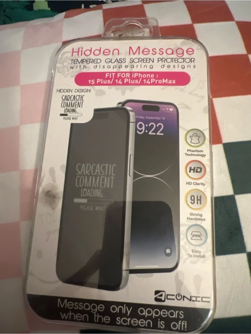 Hidden Message Tempered Glass Screen Protector for iPhone - Black